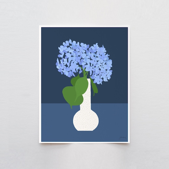Hydrangea Still Life Art Print - Signed and Printed by Jorey Hurley - Unframed or Framed - Botanical Home Decor - 240818