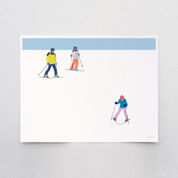 Ski Family Art Print - Signed and Printed by Jorey Hurley -  Unframed or Framed - 220108