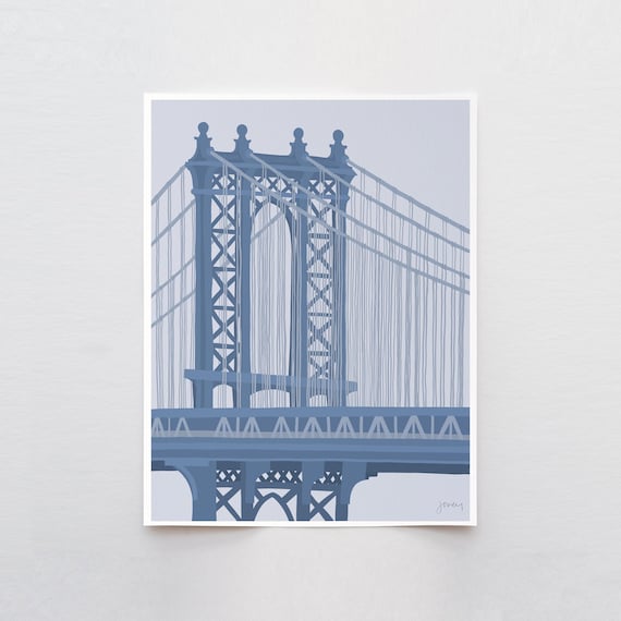 Manhattan Bridge Brooklyn Art Print - Signed and Printed by Jorey Hurley - Unframed or Framed - 240324