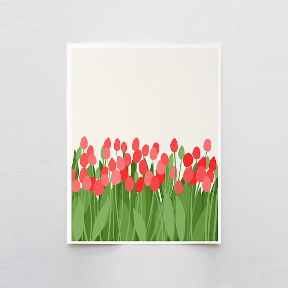 Tulips Art Print - Signed and Printed by the Artist - Framed or Unframed - Red Tulips Wall Art - 130422