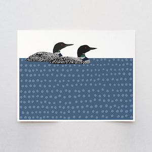 Swimming Loons Art Print - Signed by Jorey Hurley - 250226