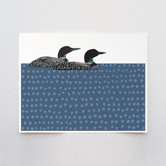 Swimming Loons Art Print - Signed and Printed by Jorey Hurley - Unframed or Framed - 250226