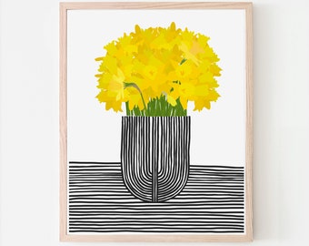 Daffodil Art Print. Narcissus Flowers. Limited Edition. Framed or Unframed. 220205.