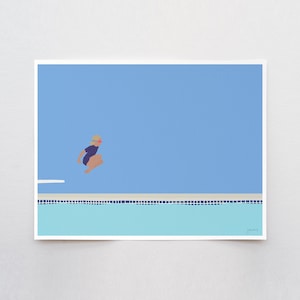 Girl Jumping into Pool Art Print - Signed and Printed by Jorey Hurley - Unframed or Framed - 150713