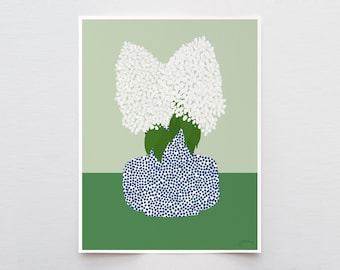 Limelight Hydrangea Wall Art, Signed Botanical Print by Jorey