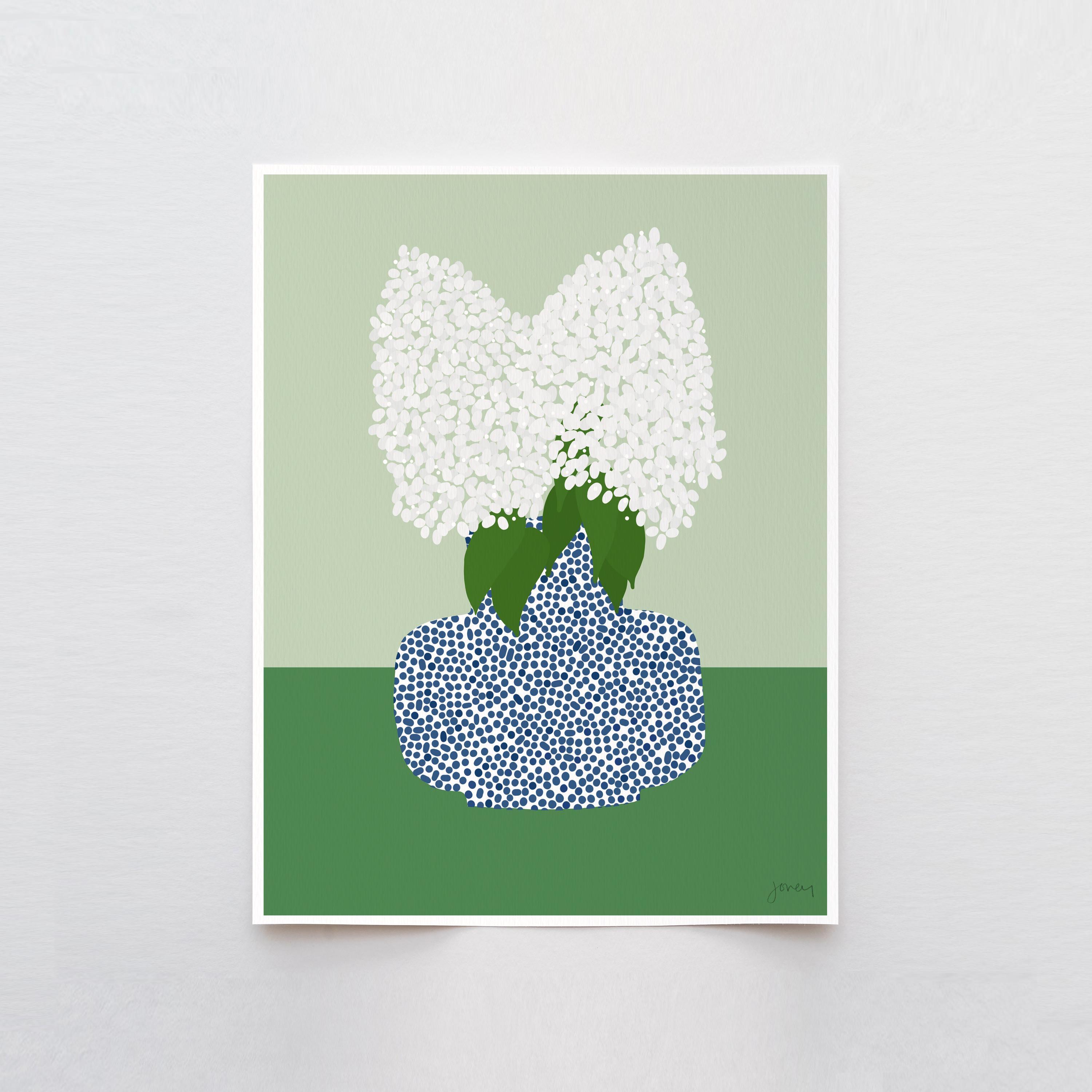 Limelight Hydrangea Wall Art, Signed Botanical Print by Jorey