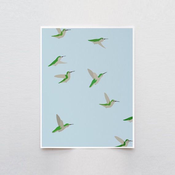 Hummingbirds Group Art Print - Signed and Printed by Jorey Hurley - Unframed or Framed - 211217