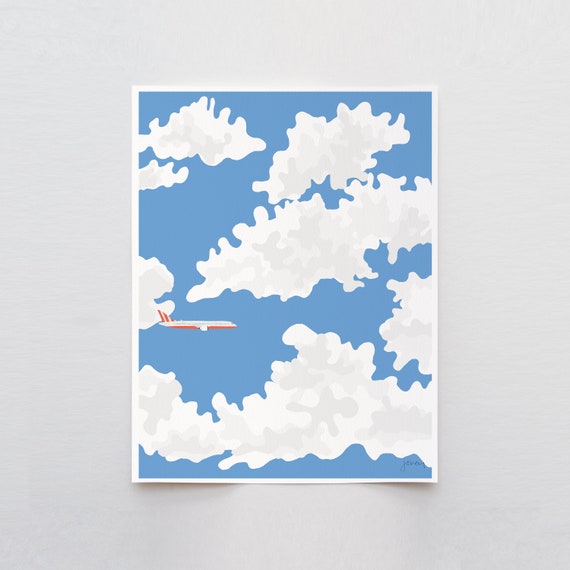 Plane in the Clouds Art Print - Signed and Printed by Jorey Hurley - Unframed or Framed - 230221