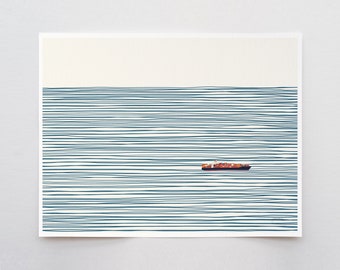 Container Ship on Ocean Art Print - Signed and Printed by Jorey Hurley - Unframed or Framed - 140127-L
