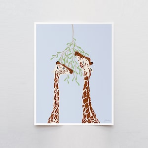 Grazing Giraffes Art Print - Signed and Printed by the Artist - Unframed or Framed - 130116