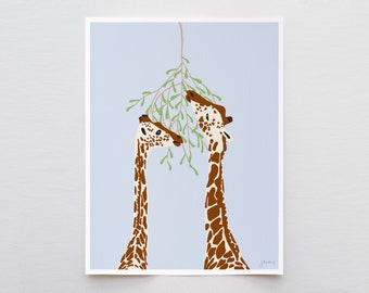 Grazing Giraffes Art Print - Signed and Printed by the Artist - Unframed or Framed - 130116