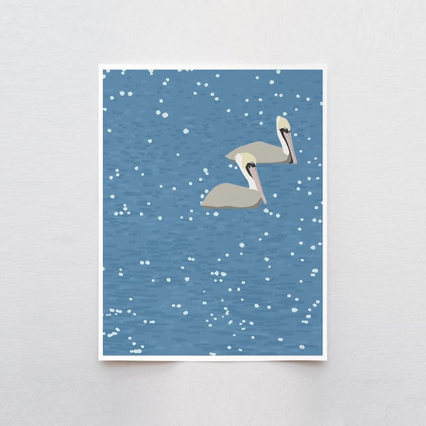 Pelican Pair Wall Art, signed print by Jorey Hurley