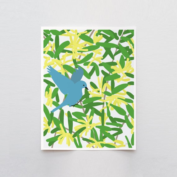 Bluebird Art Print - Signed and Printed by Jorey Hurley - Unframed or Framed - 130227