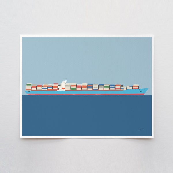 Container Ship Art Print - Signed and Printed by Jorey Hurley - Unframed or Framed - 160111