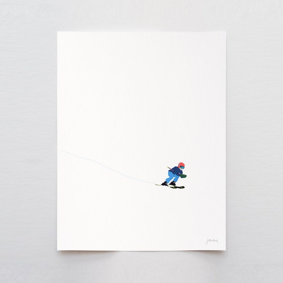 Downhill Skiing Art Print - Signed and Printed by Jorey Hurley- Unframed or Framed - 240107