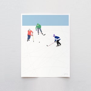 Pond Hockey Art Print - Signed by Jorey Hurley - Winter Wall Art - 230210