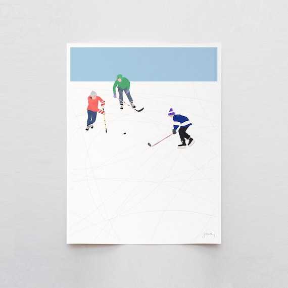 Pond Hockey Art Print - Signed and Printed by Jorey Hurley - Unframed or Framed - 230210