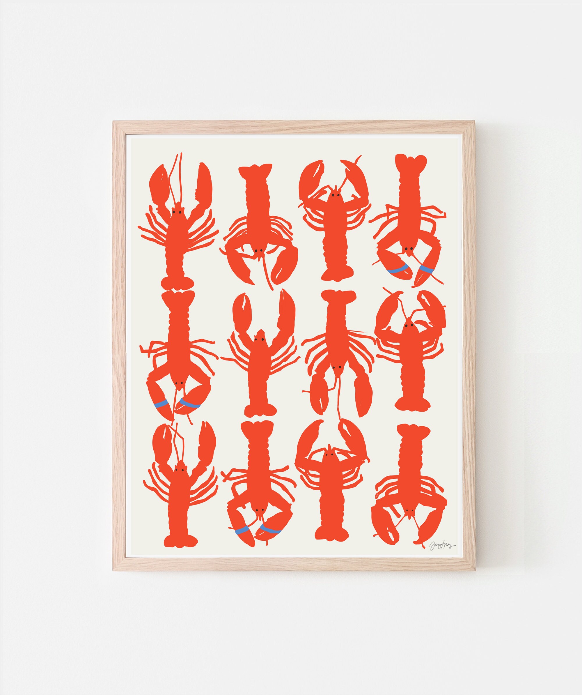 Lobster Art Print. Maine Lobster. Signed. Framed Art or Unframed. 220515.