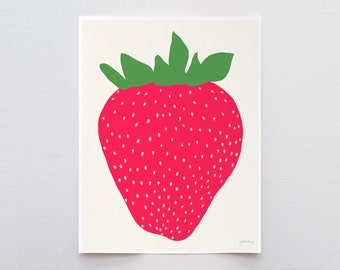 Big Strawberry Art Print - Signed and Printed by Jorey Hurley -Unframed or Framed - 120514