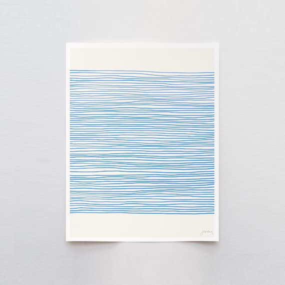 Blue Stripe Abstract Art Print - Signed and Printed by Jorey Hurley - Unframed or Framed - 120425