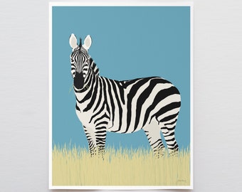 Plains Zebra Art Print - Signed and Printed by the Artist - Unframed or Framed - 170804