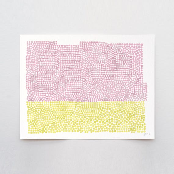 Pink and Yellow Dots Abstract Art Print - Signed and Printed by Jorey Hurley - Unframed or Framed - 200216