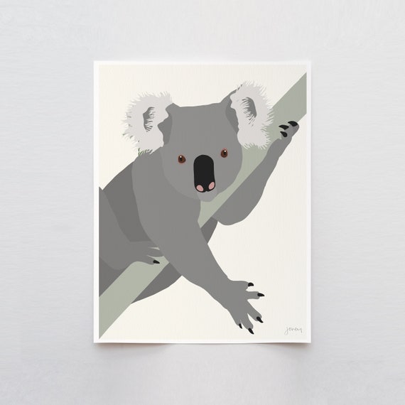 Gray Koala Art Print - Signed and Printed by Jorey Hurley - Unframed or Framed - 170205