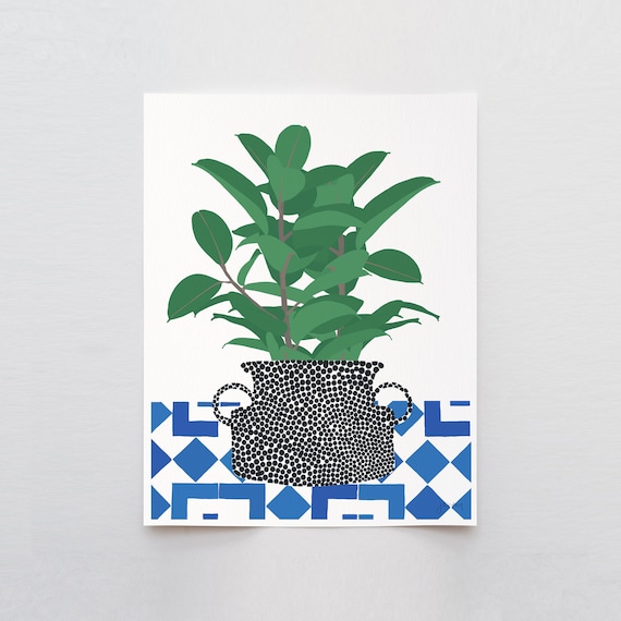 Tropical Leaves Still Life Art Print- Signed and Printed by Jorey Hurley - Unframed or Framed - Botanical Home Decor - 200606