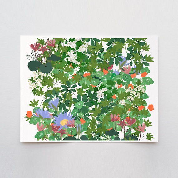 Millefleur Water Lillies Art Print - Signed and Printed by Jorey Hurley - Unframed or Framed - 210315A