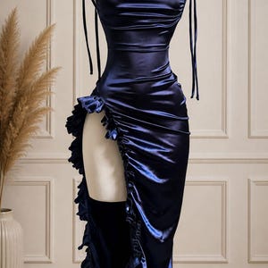Blue Wet Look Dress