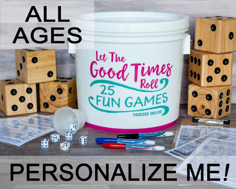 ON SALE ~PERSONALIZED Yardzee. Family or large shops group activities, Giant Yahtzee Farkle... Indoor or outdoors at reunion, wedding, yard, beach