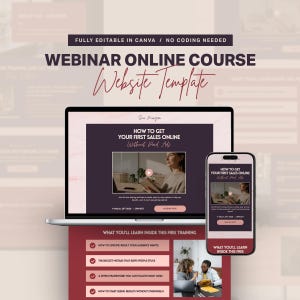 Canva Webinar Funnel Template for Coaches & Course Creators | Masterclass Landing Page | Lead Generation