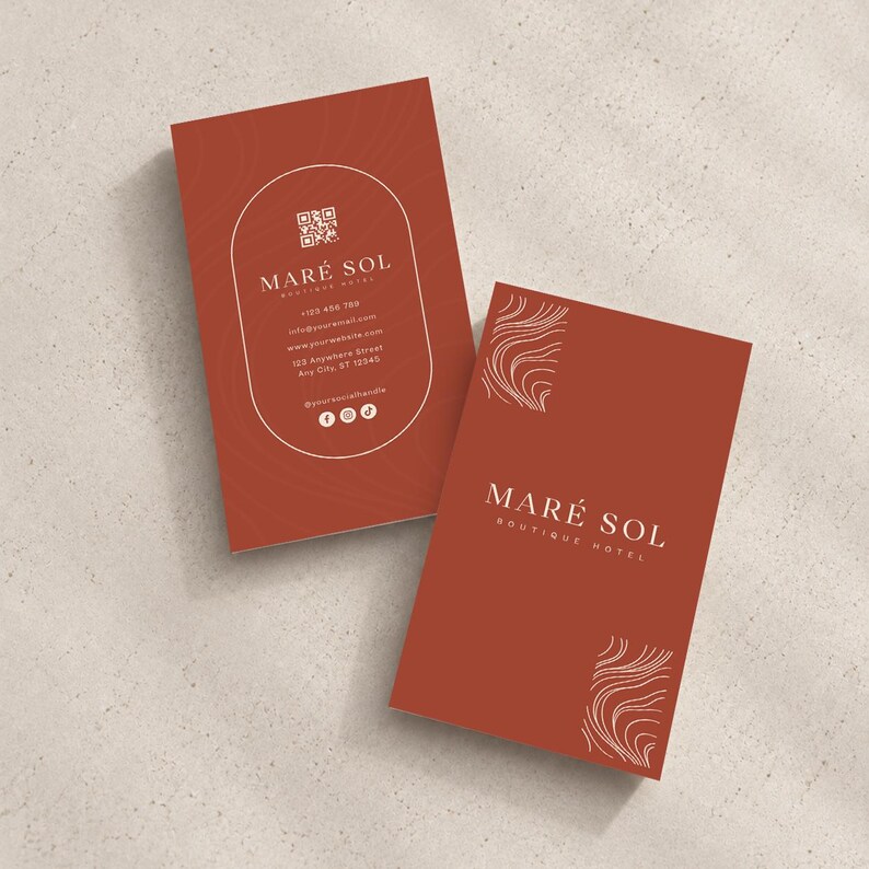Boutique Hotel Business Card Template - Editable Canva Design ...