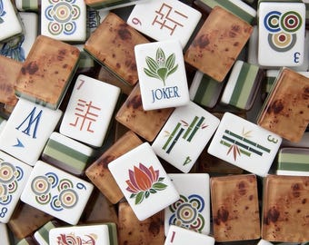 Juego de Mahjong Americano de Lujo con Madera de Raíz, Acrílico de 4 Capas, Resistente a los Rayones, 160 Fichas, Pieza Vintage, Regalo para Noche de Juegos