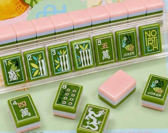 Handgemaltes amerikanisches Mahjong-Set, 3-Schicht-Acrylfliesen, Luxus-Brettspiel, Geschenk für Familiennacht