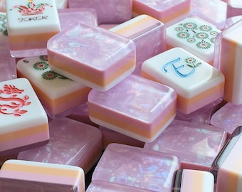 Luxus American Mahjong Set, Purple Ice Flake Acrylfliesen, 3D Glitter, 4-Schicht, Fade-Proof Brettspiel