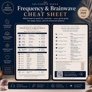 Guia Rápido de Frequências de Cura Sonora | Guia Rápido de Terapia Sonora | Tabela de Frequências Solfeggio | Estados das Ondas Cerebrais (PDF) | Meditação e Sono