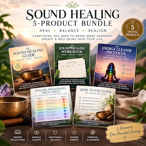 Sound Healing Bundle - Frequency Guide, Cheat Sheet, 7-Day Energy Cleanse Protocol & Tracking Workbook, Solfeggio Sound Therapy PDF Set
