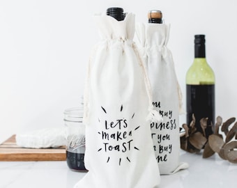 Let's Make a Toast Canvas Wine Bag