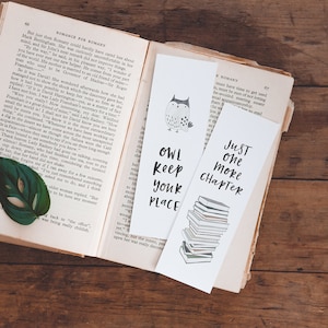 Bookmarks, Set of 5, Hand Illustrated, Just One More Chapter