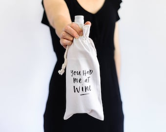 You Had Me at WINE Canvas Wine Bag Tote Holder