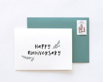 Happy Anniversary Hand Lettered Typographic LOVE Greeting Card