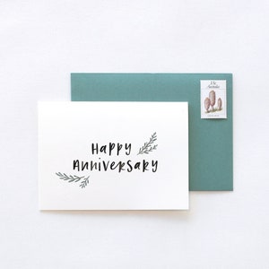 Happy Anniversary Hand Lettered Typographic LOVE Greeting Card image 1