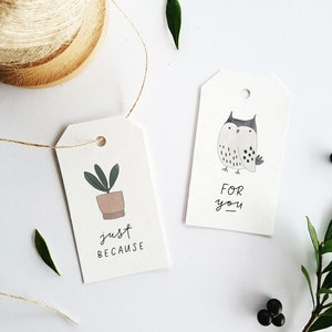 Illustrated Gift Tag Set: Colorful Paper Tags, Card Alternative, For You Cute Owl, Just Because