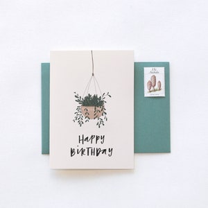 Hanging Plant Illustrated BIRTHDAY Plant Lover Greeting Card