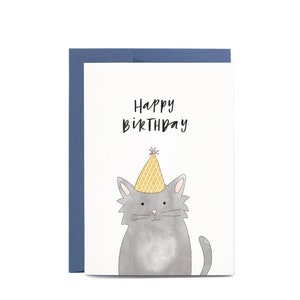 Cute CAT Illustration BIRTHDAY Greeting Card