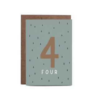 4th FOURTH Birthday UNISEX Illustrated Greeting Card