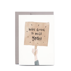 Te vamos a extrañar tarjeta de felicitación de despedida