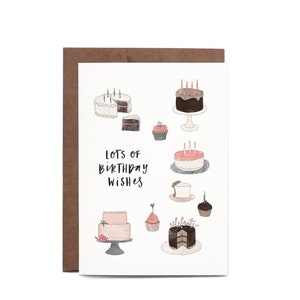 Lots of Birthday Cake FUN Illustrated Greeting Card image 1