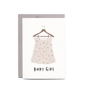 Baby GIRL New Baby Illustrated Baby Shower Greeting Card image 1